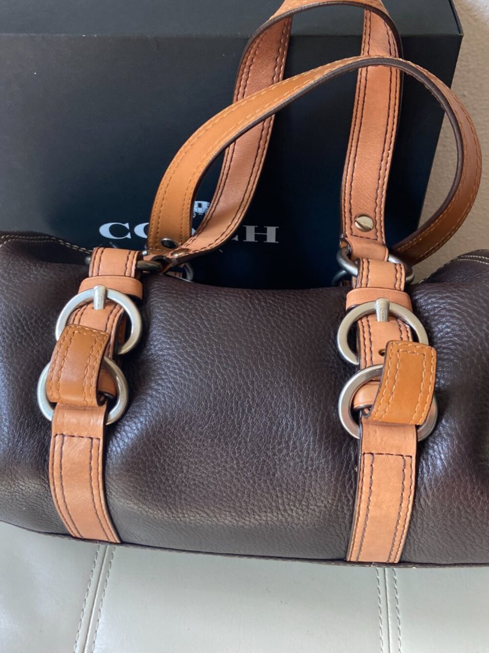 Vintage Y2K Coach Chelsea Pebbled Brown/Tan Leather T… - Gem